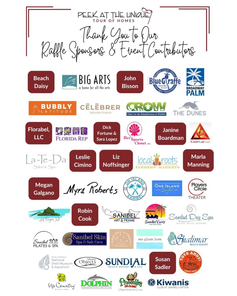 2026 Peek Raffle Sponsors and Event Contributors
