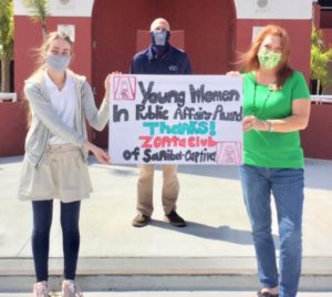 Zonta YWPA Recipient, Ekaterina Pedersen-Diaz, with principal and teacher from Estero H.S.